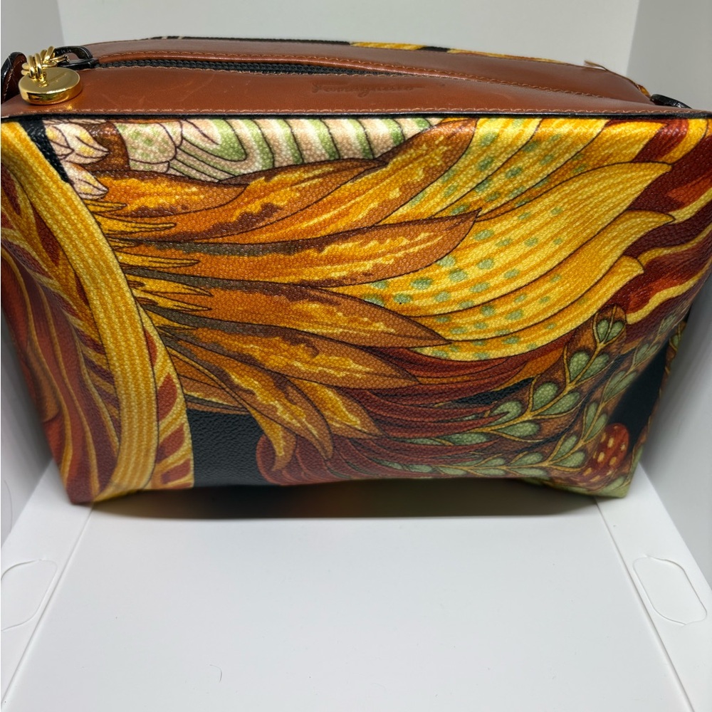 Salvatore Ferragamo Yellow and Brown Cosmetic Bag